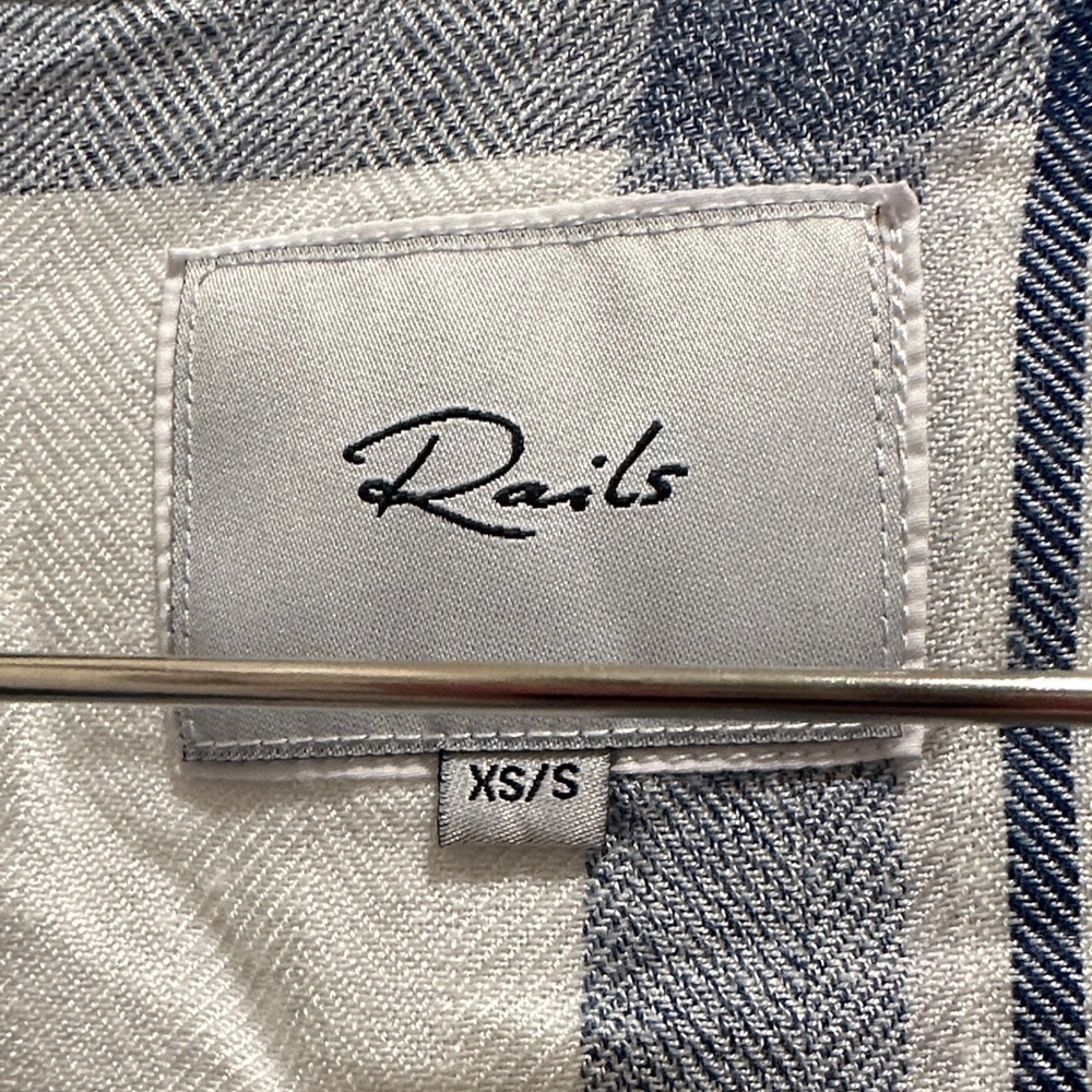 Rails Navy and White Checkered Robe XS/S Short Sleeve & Super Soft - Picture 2 of 7